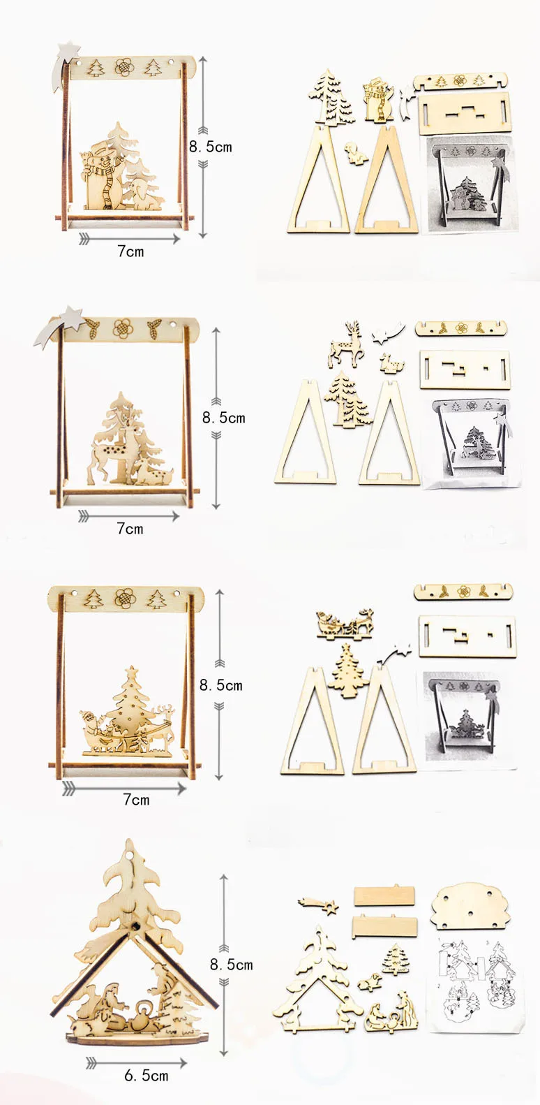 DIY креативное деревянное Ремесло рождественские украшения детские игрушки подарки Рождественские новогодние вечерние принадлежности для украшения стола 62971