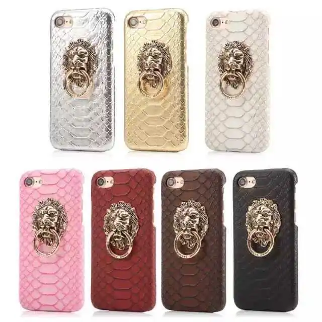 

Snakeskin Print Lion Head Ring Holder Mobile Phone Shell Drop-Resistant Protective Case Case for iPhone Xs Max