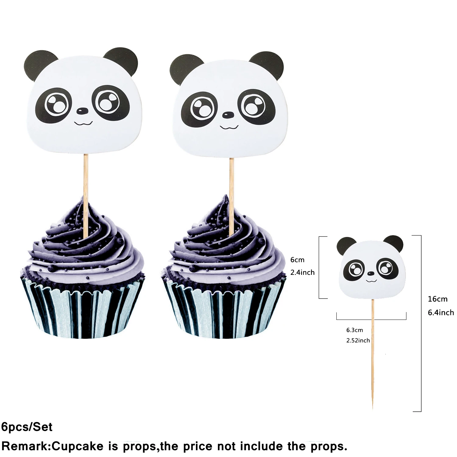 1 Набор латексных шаров с пандой Мультяшные животные баннер с надписью гирлянда для детского душа сувениры на день рождения украшения для детей DIY подарок - Цвет: 6pcs panda toppers