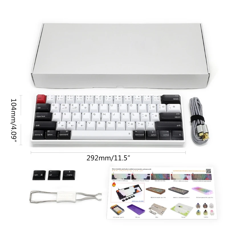 AK61 HotSwap Mechanical Keyboard Mini Portable Wired PBT Keycap Gateron Switch RGB Gaming Keyboard Designed for -Mac/Win