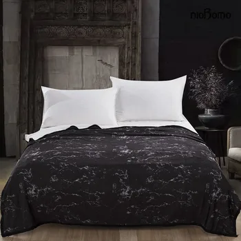 

niobomo New 2020 Fashion plaid bedspread blankets for bed high quality blanket 3D 100%Polyester Black stone series