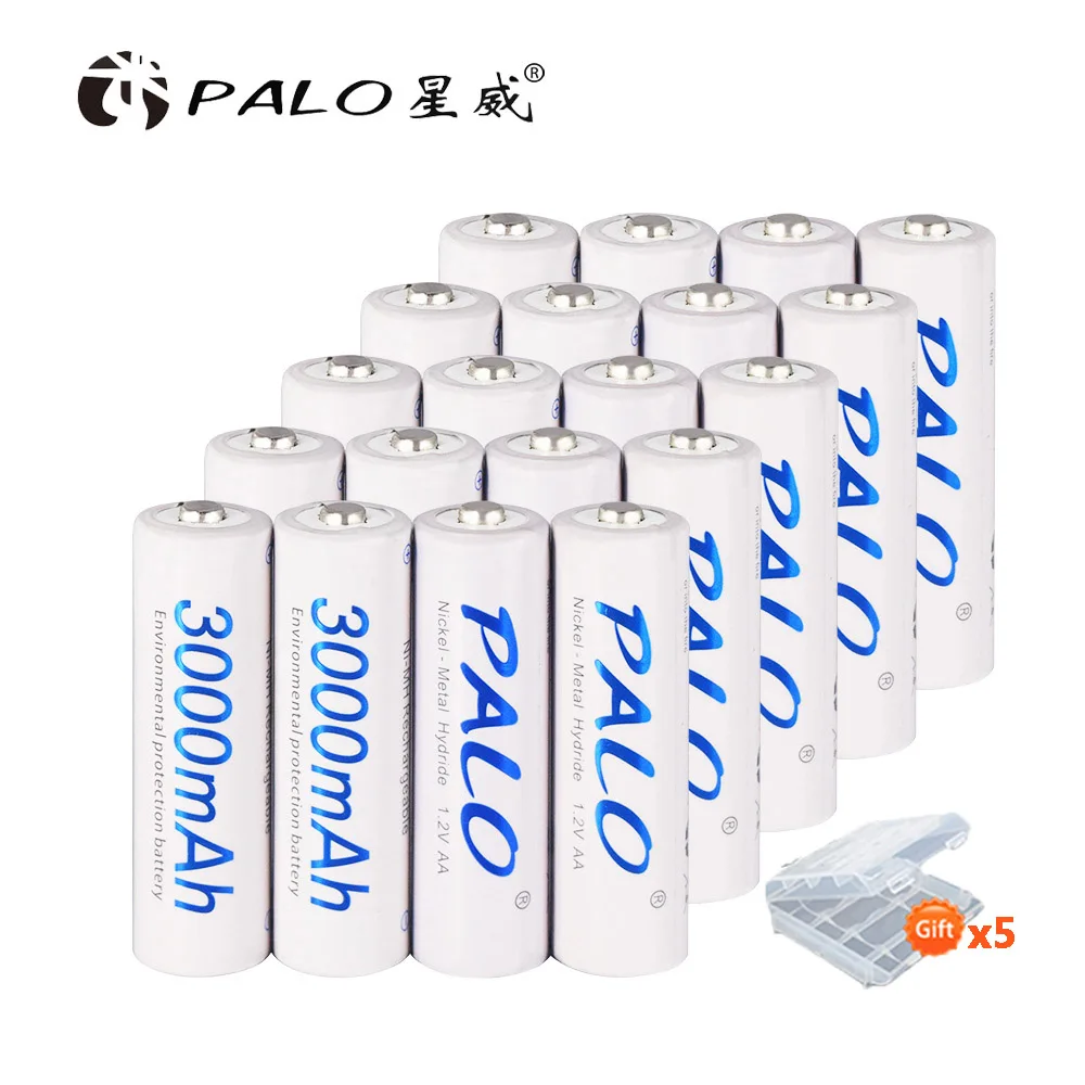 PALO 2-24 шт перезаряжаемые AA 2A батареи 1,2 V 3000mAh AA 2A nimh ni-mh Оригинальные аккумуляторы высокой емкости тока - Цвет: 20pcs