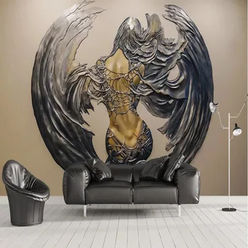 

milofi custom large wallpaper mural 3D three-dimensional relief abstract wings beauty background wallpaper mural