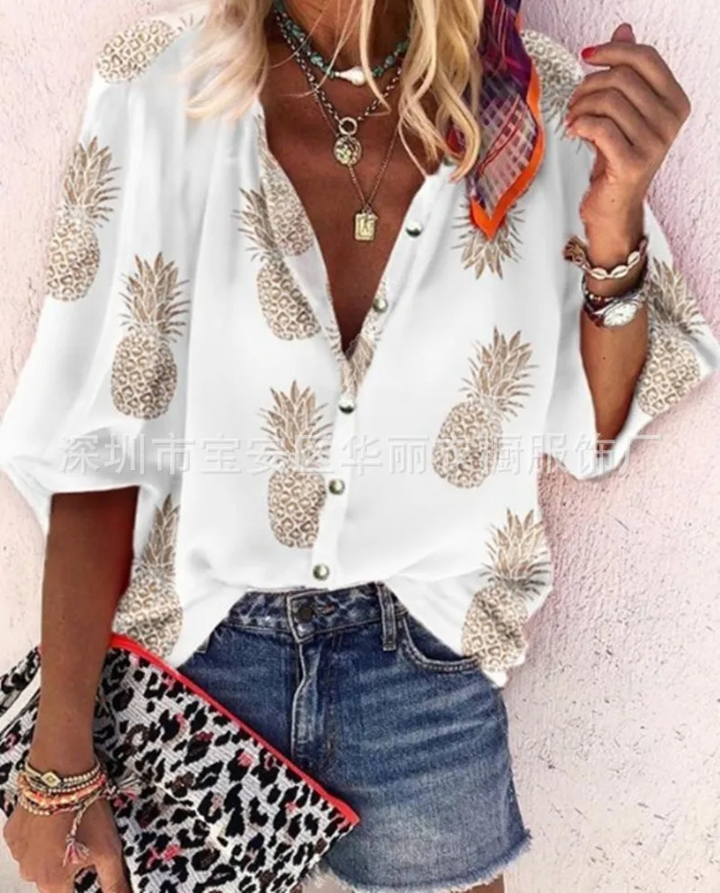 Цветочный принт v-образный вырез блузки и топы для девочек детские комплекты с