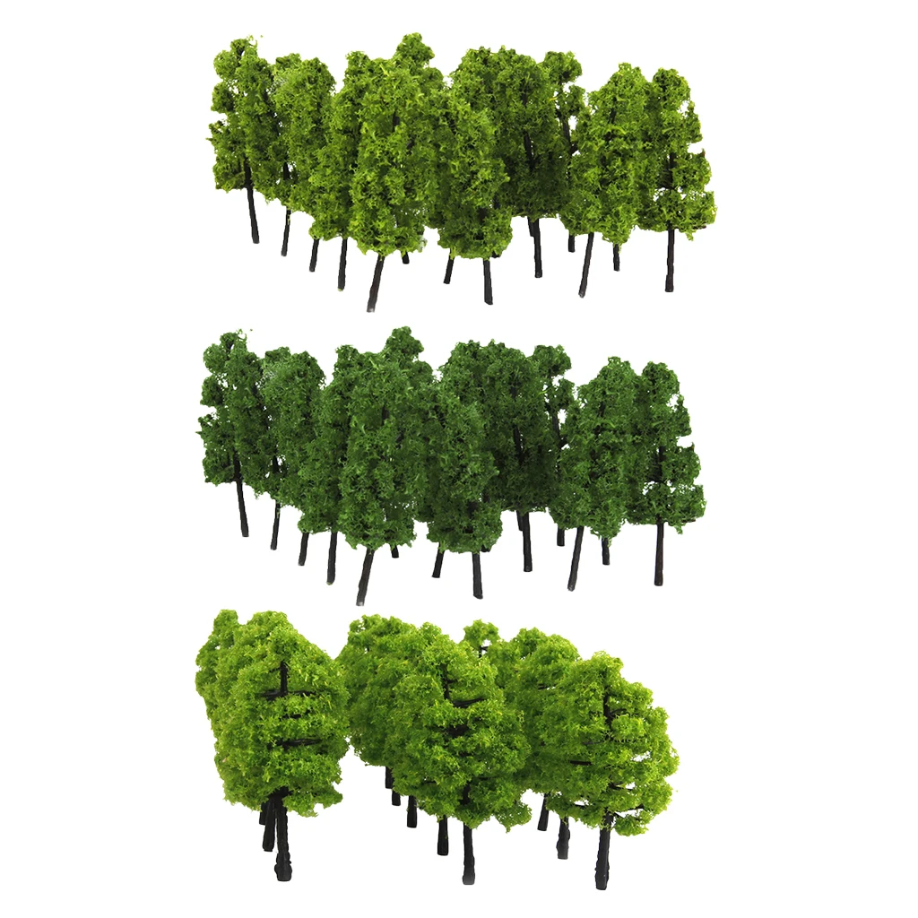 Mix Lot 40x Green Tree Models 9cm 6.3cm Kit for Train Railroad Street Layout