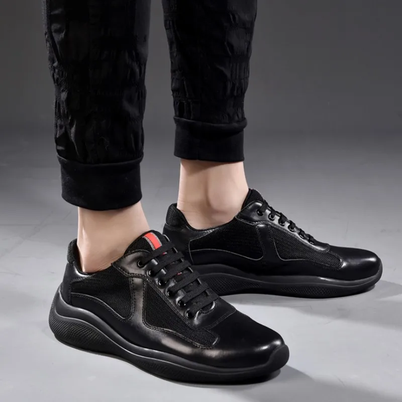 Мужская сетчатая дышащая обувь из натуральной кожи для бега на открытом воздухе кроссовки для фитнеса спортивная обувь для пробежек тренировочные кроссовки - Цвет: black