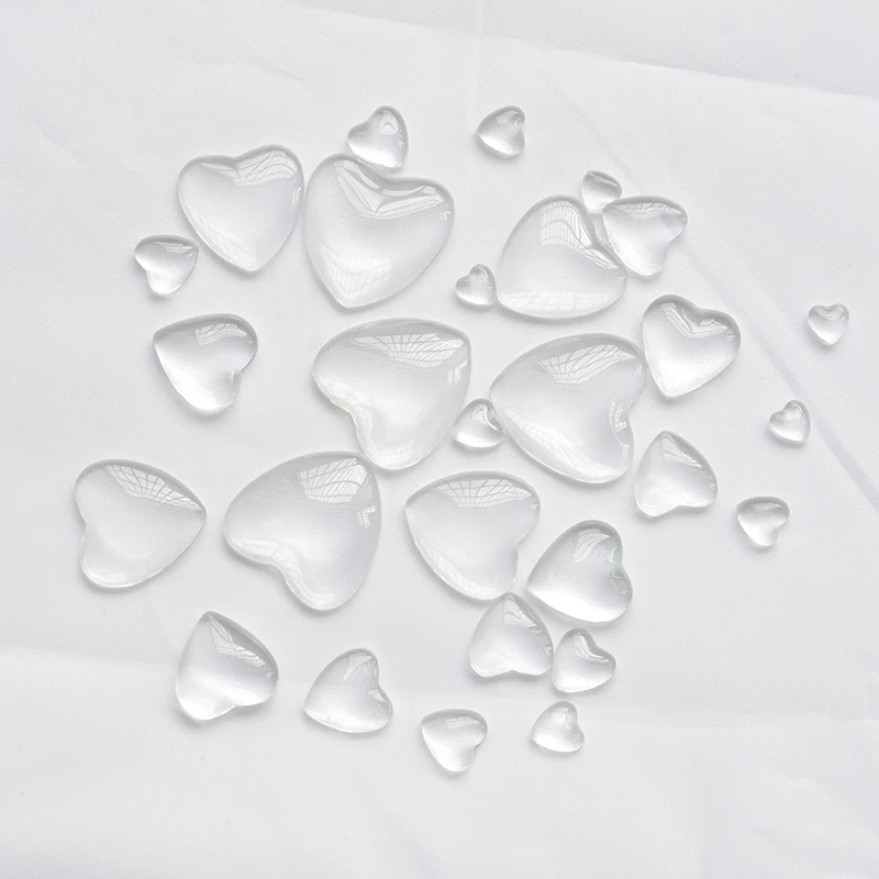 

Love Heart Shaped Clear 8/10/12/14/16/18/20/25/30mm Flat Back Cabochon Transparent Glass for DIY Jewelry Making Components