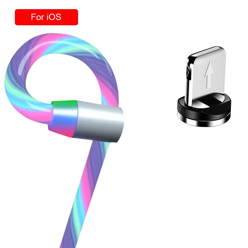 3 в 1 Магнитный usb-кабель для зарядки цветной стример Дата-кабель для быстрой передачи данных Зарядка для Android IOS TYPE-C кабель для мобильного телефона - Цвет: as shown