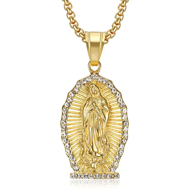 New Hip Hop Jewelry Mens Gold Tone Bling Praying Prayer Buddha Pendant with zircon Lucky Necklaces With 60cm Link Chain | Украшения и