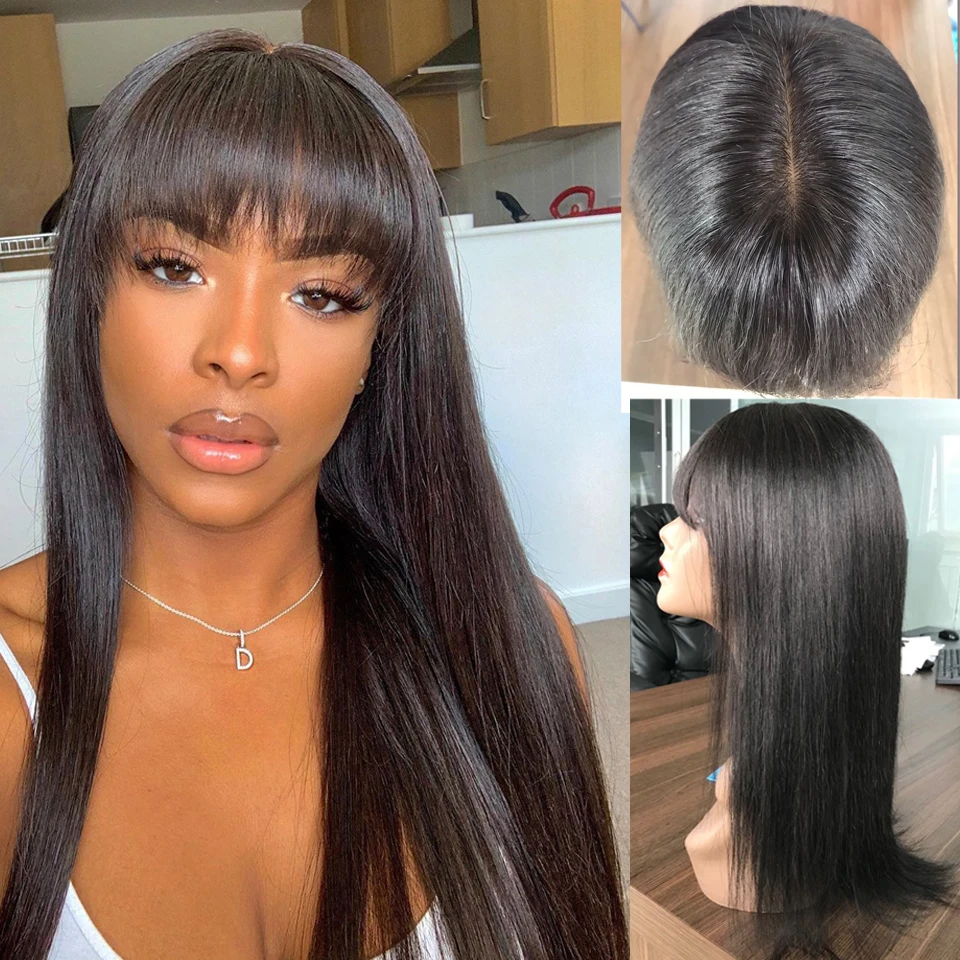 Fake Scalp wig silk base Cap Lace wig Human Hair Wigs for Black women