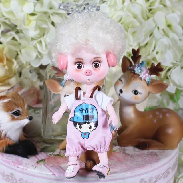 1/12 BJD blyth кукла 26 шарнирное тело Милая свинка ob11 кукла с одеждой Обувь Детский подарок 15 см мини кукла имя от DODO - Цвет: white