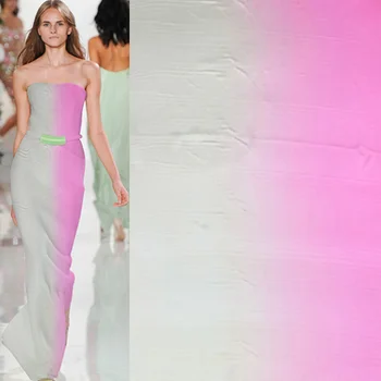 

Pink and beige gradual tone pure silk satin charmeuse fabric not sheer,SSC412