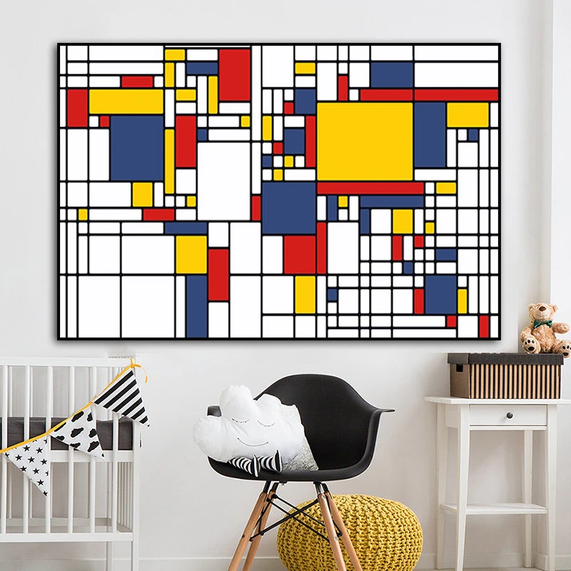 Абстрактная живопись сетки картины от Piet Cornelies Mondrian Современная печать на холсте стены искусства для гостиной Куадрос украшения