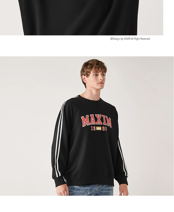 SEMIR Повседневный свитер, Мужская Толстая зимняя рубашка, новинка, Гонконгский стиль, шикарный пуловер, флисовый, для взрослых, осень, на плече, толстовки для мужчин