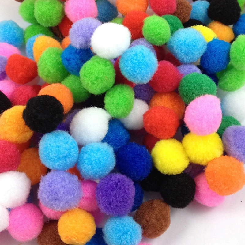 pompones multicolores Sibba 1000 pompones para manualidades de 10 mm de colores surtidos peludos arcoíris bolas de algodón de colores para niños que aprenden pompones hechos a mano 