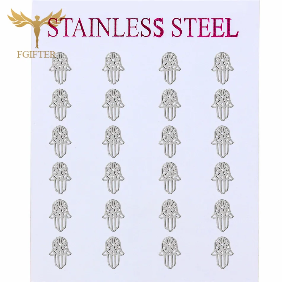 New Women's Earrings Religious Amulet Hand of Fatima Stud Multicolor Choose Stainless Steel Jewelry Wholesales | Украшения и