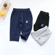 Новое поступление года; сезон лето; Детские хлопковые брюки-Капри с рисунком «Ледяной фарфор»; Детские повседневные брюки с вышивкой