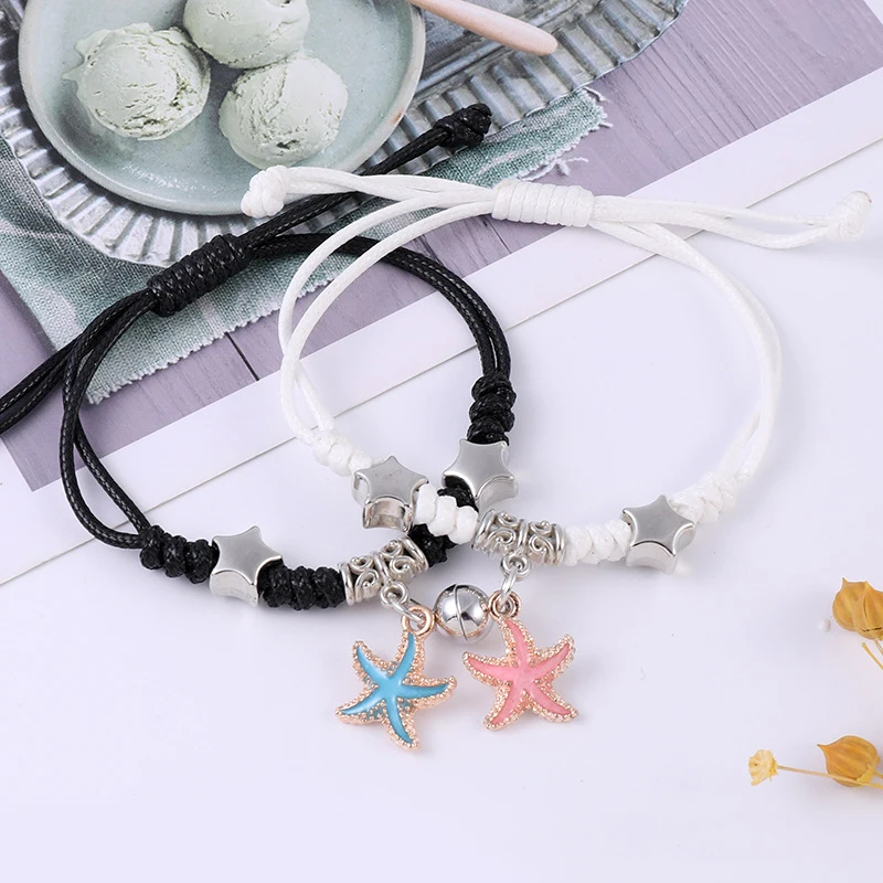 2Pcs/set Couple Bracelet For Women magnetic attraction ball Heart Key Lock Link Jewelry bracelet jewelry