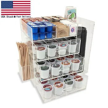 

NEW! ACRYLIC COFFEE STATION - KEURIG KCUPS/CREAMER/SUGAR/CUPS/STIRRER ORGANIZER