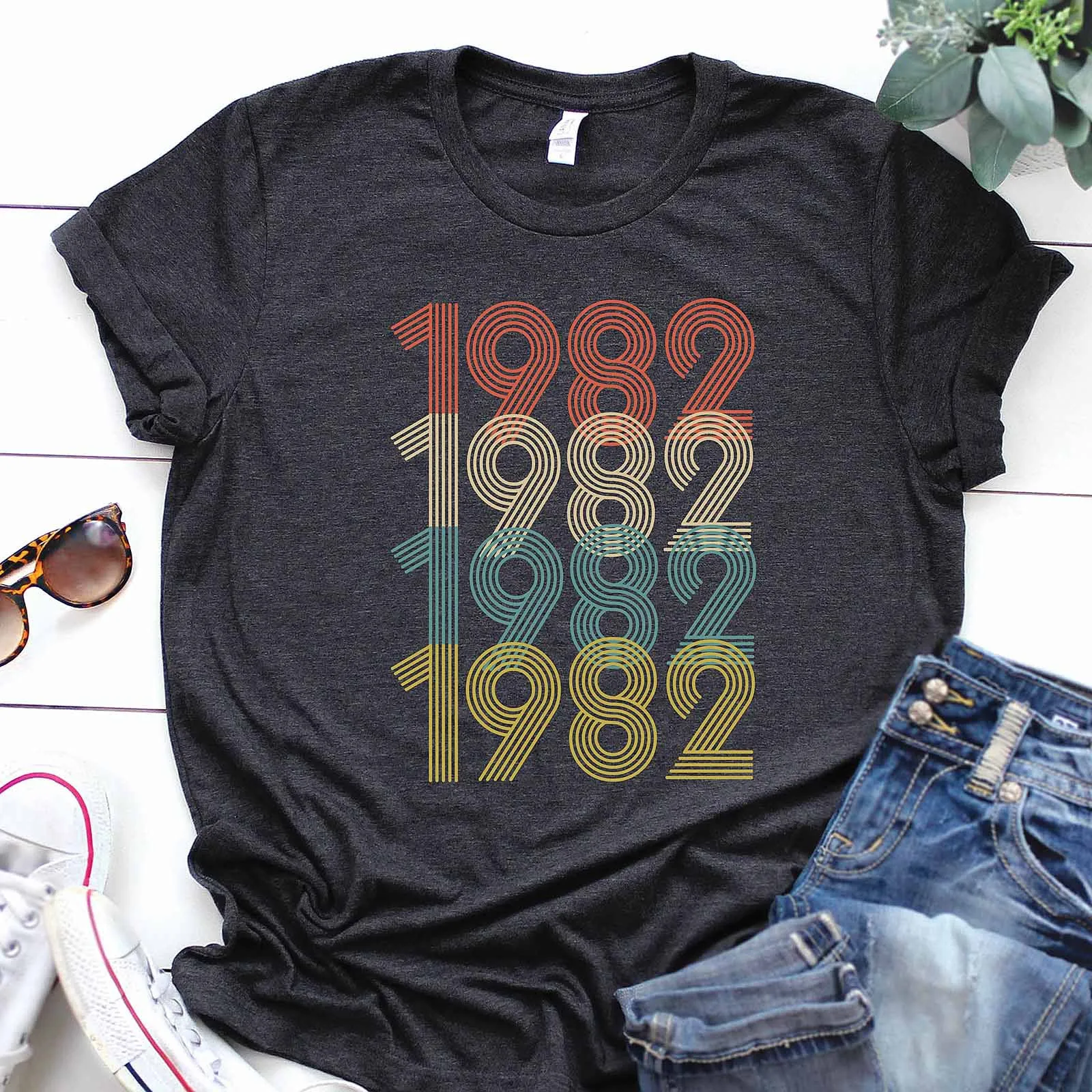 Camiseta de las mujeres 1982 de impresión de moda Casual de verano Vintage manga corta Tops camiseta mujer Tee camiseta Top para las mujeres ropa de 2021 nuevo