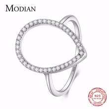 Modian Новая мода Instagram груша капли воды классические ювелирные изделия, обручальное кольцо сверкающие 925 пробы серебряные кольца для женщин