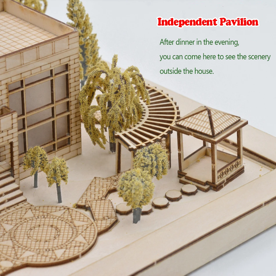 Модель вилла дом игрушки деревянные материалы сборка песка стол Строительство DIY Изготовление дома деревянная кабина поезд подарки для детей