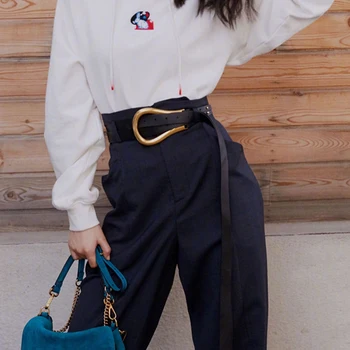 

Women Horseshoe Buckle Belt Wild U-Belt Waist Seal Suits and Skirts Clothing Accessories