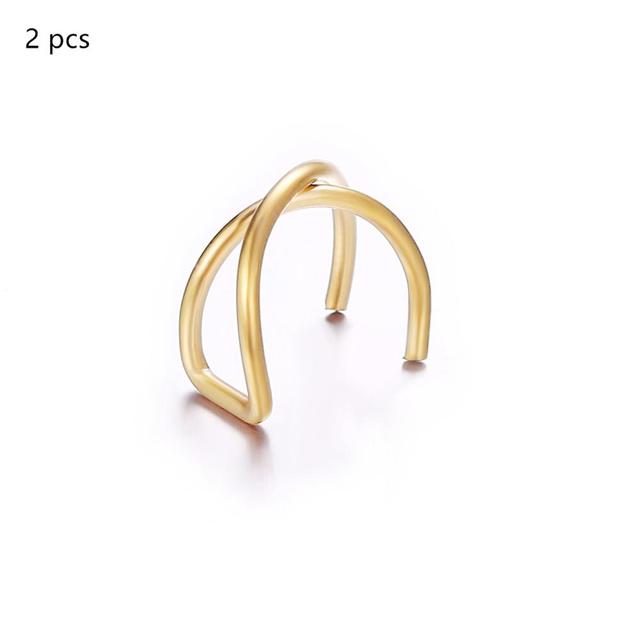 5Pcs/Set Ear Cuff Gold Leaves Non-Piercing Ear Clips Fake Cartilage Earring Jewelry For Women Men