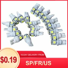 15Pcs Car led lights Interior for t10 led lights bulb 5050 5smd Wedge w5w 194 168 2825 158 192 12V Diode lamp for auto accessori