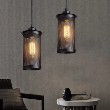 

2020 new retro mesh industrial chandelier bedroom cafe loft living room hanging net lamp shape LED night light