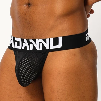 

ADANNU Sexy men thongs large size T pants low waist temptation boys no trace spandex Crotch cotton underwear jockstrap AD152