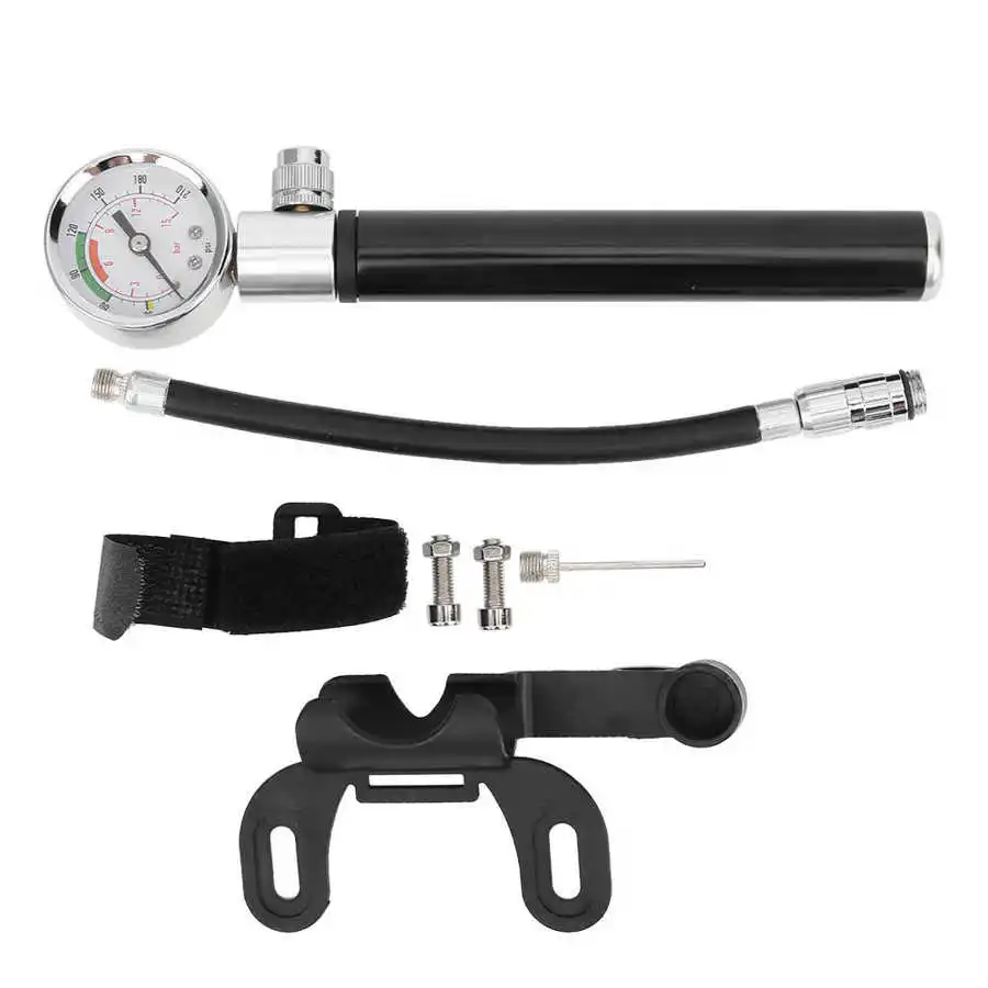 Mini Bike Pump Aluminum Alloy Cycling Hand Air Pump Tire Inflator Bike Pump High Pressure Gauge