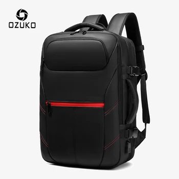 

OZUKO Expandable Men Backpack Large Capacity Laptop/Computer Backpacks Male Casual USB Charging Travel Bag Waterproof Mochila