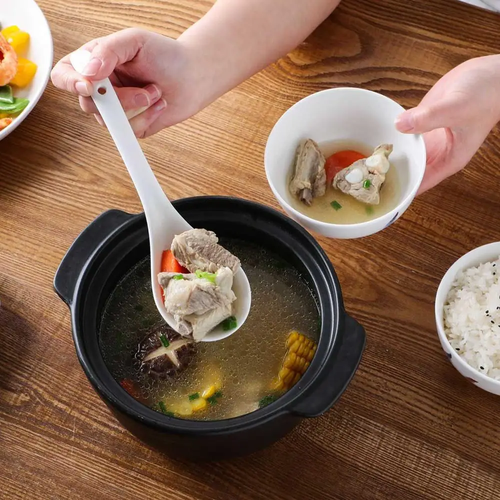 Керамическая кухонная большая ложка, суповая ложка, длинная ручка, каша, ложка, кухонная посуда, утолщенная большая ложка