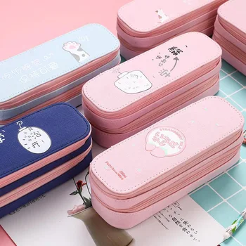 

Kawaii Large Capaity Pencil Case Cute Animal Canvas Pen Case School Stationery Pencil Box For Girls Kids Gifts Office Supplies