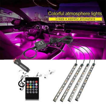 

Car Interior Atmosphere LED RGB Strip Light Dash Floor Foot RGB LED Strip Decorative Light Remote Control LED Light Bar