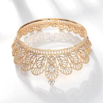 

2019 High Fashion Retro Baroque Style Shining Crystal Full Round Tiaras and Crowns Princess Diadem for Bride Noiva Wedding Party