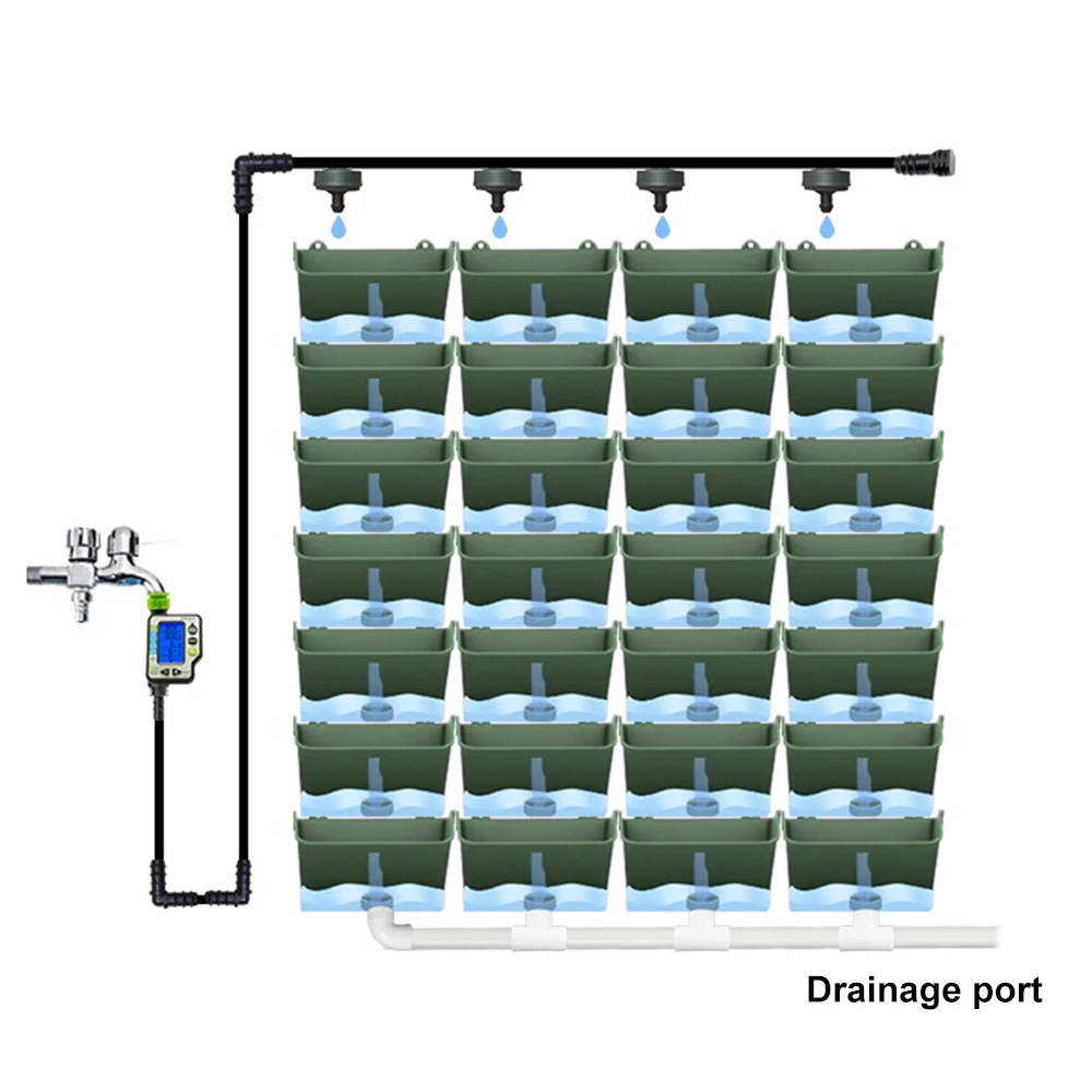 4 pcs Self Watering Flower Pot Stackable Wall Planter Garden Plastic Pots Wall Hanging Vertical Succulents Plant Bonsai Pot Home