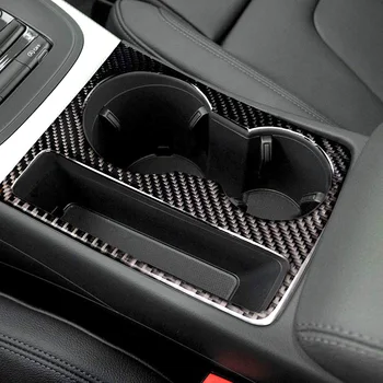 

3D Carbon Fiber Car Cup Holder Decor Frame Car Tuning For Audi A5 A4 B8 Auto Drink Bottle Rack Trim Cover Sticker Accessories
