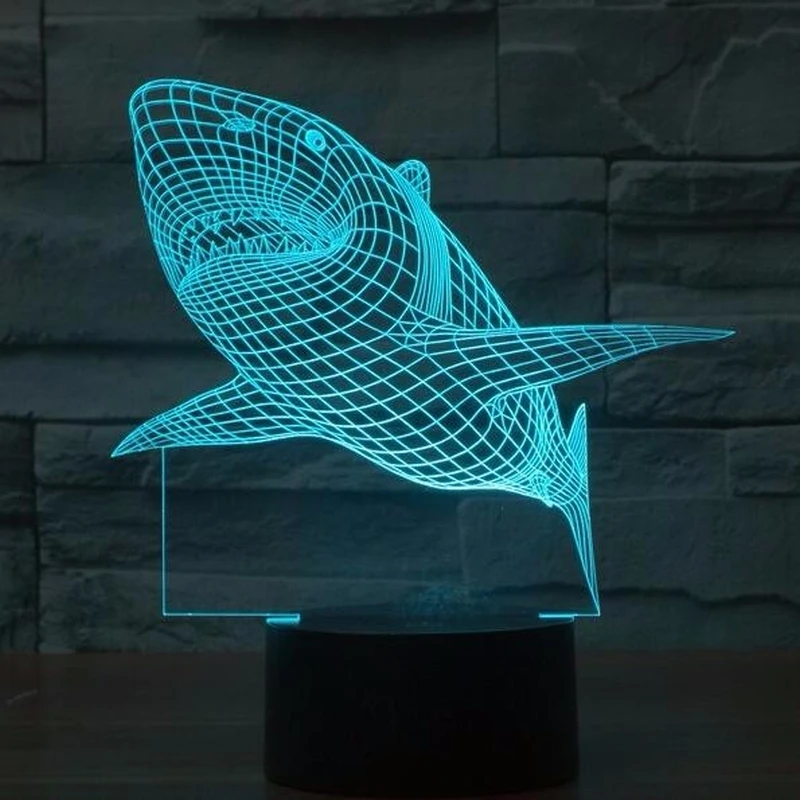 3d светодиодный светильник ночник Творческий Акула детская настольная лампа