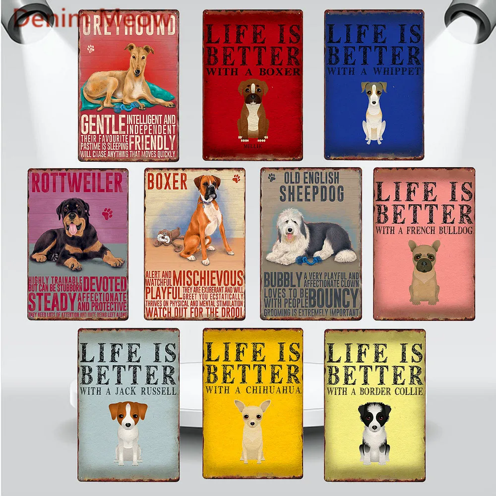 Винтажная табличка с животными лучше черной собакой металлическая жестяная