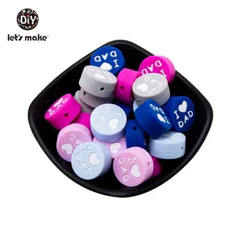 

Let's Make Silicone Teether Baby 5Pcs 20mm "I Love DAD" BPA Free DIY Accessories Pacifier Chain Rough Food Grade Silicone Beads