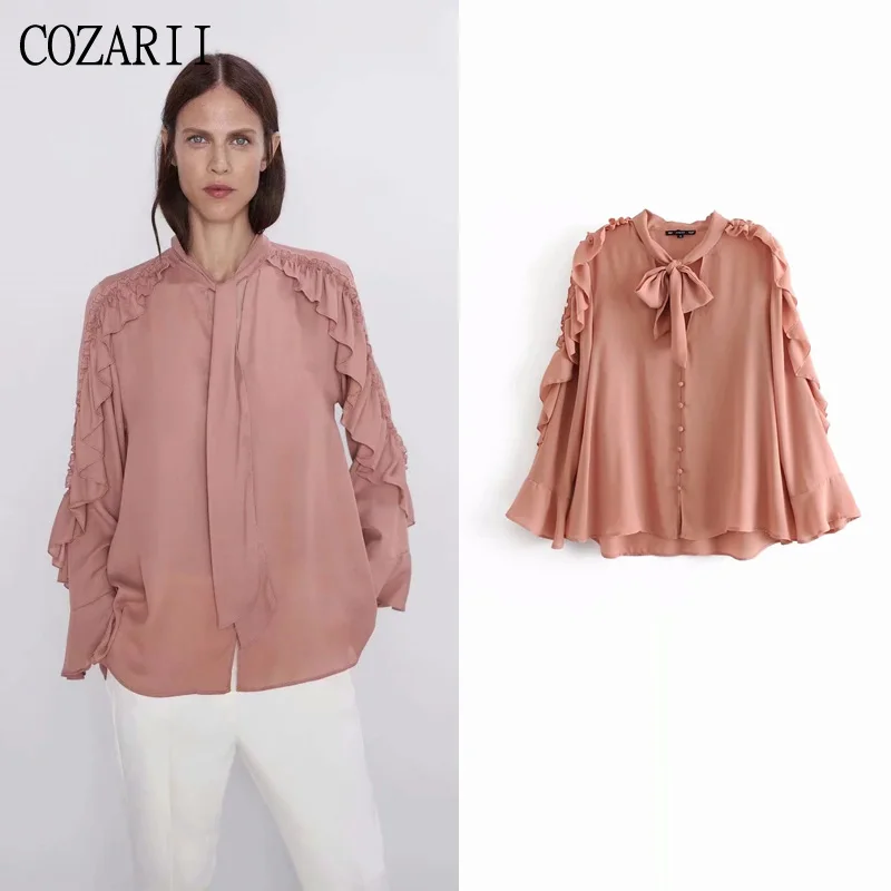 

COZARII blusas mujer de moda 2019 summer women casual solid sailor collar butterfly sleeve kimono blouse womens tops and blouses