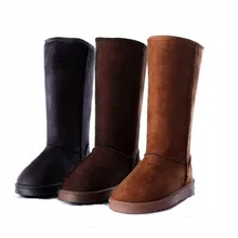 Зимние сапоги; женская обувь; брендовая зимняя обувь из натуральной кожи с натуральным лисьим мехом; женские теплые черные повседневные высокие зимние сапоги с круглым носком