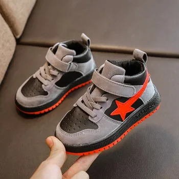 

Dropshipping Kids Sneakers Boys Winter Spring Autumn Children PU Shoes Fashion Color Patch Outdoor Breathable Boys Sport Shoes