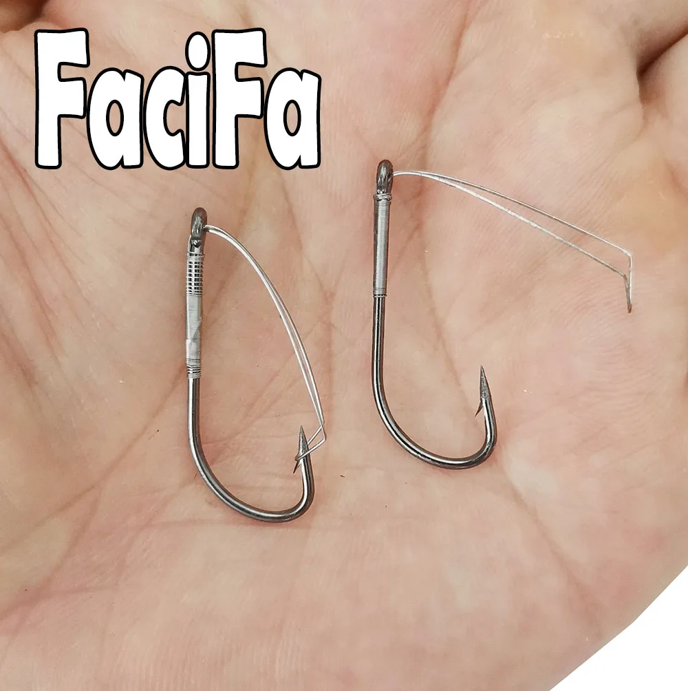 20pcs Weedless Barbed Fishing Hook Wacky Rig Hook Sizes 6-5/0 High Carbon  Steel Bass Single hook