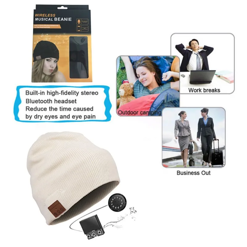 Водонепроницаемая пленка Встроенный микрофон Hands Free Talking Bluetooth cap плоская штифтовая тёплая шапка музыкальная шапка