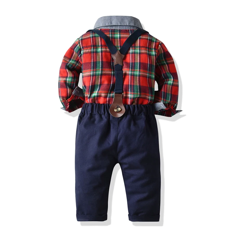 Baby Formal Set Little Boys Clothes Outfits Long Sleeve Shirt+ Belt Pants 4 Piece Children Gentleman Clothes Suit