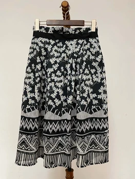

2020 Spring And Autumn New Style Women's Versatile Street Wave Printing Skirt 0320