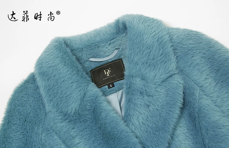 Роскошное большое Женское пальто из искусственного меха, высокое качество, двубортная куртка средней длины, осенне-зимнее пальто для женщин с поясом